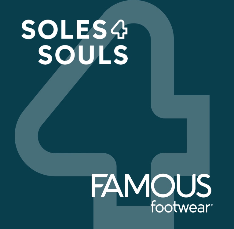 soles4souls and famous footwear logos with blue backgrounds